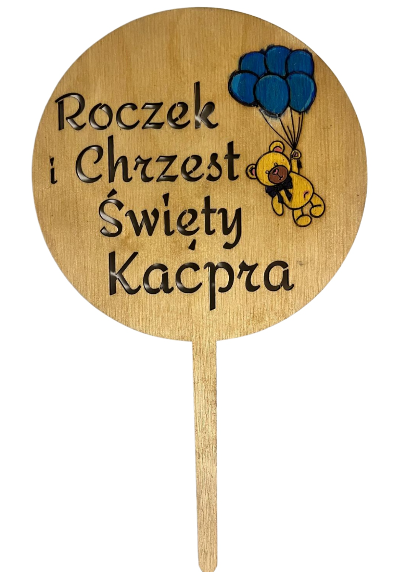 topper chrzest i roczek chłopiec miś balony - zdjęcie 1