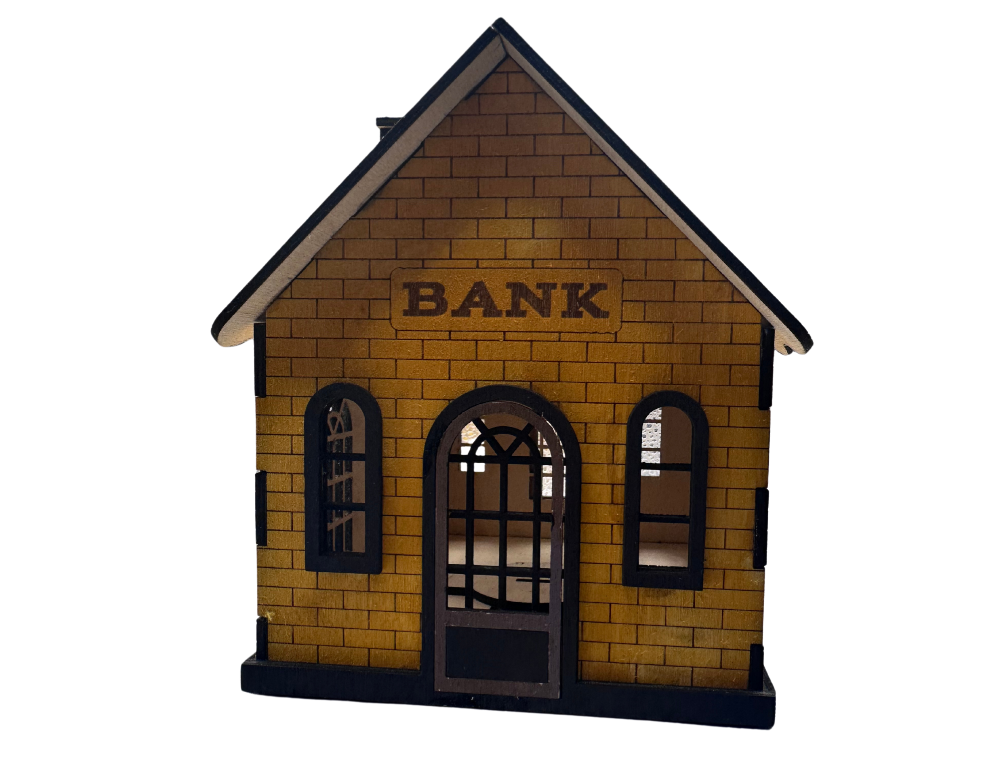 Skarbonka domek drewniany BANK piggy bank zdobiony  - zdjęcie 2