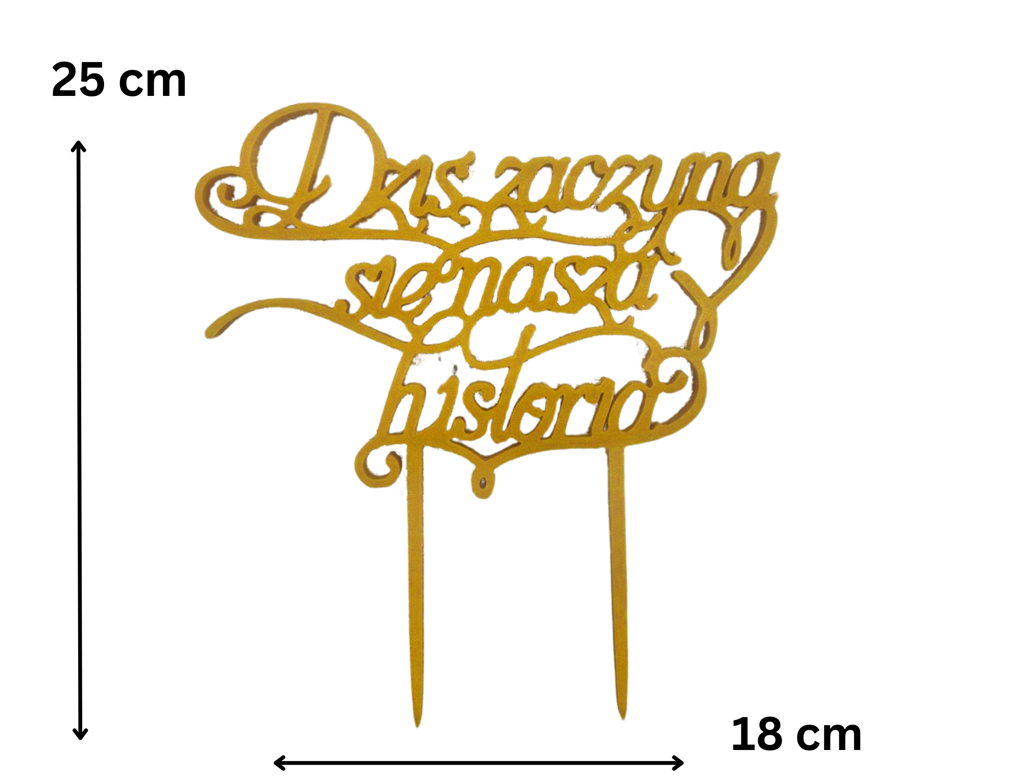 Topper ślubny „Dziś zaczyna się nasza historia” rocznica ślubu para ślub złoty - zdjęcie 2