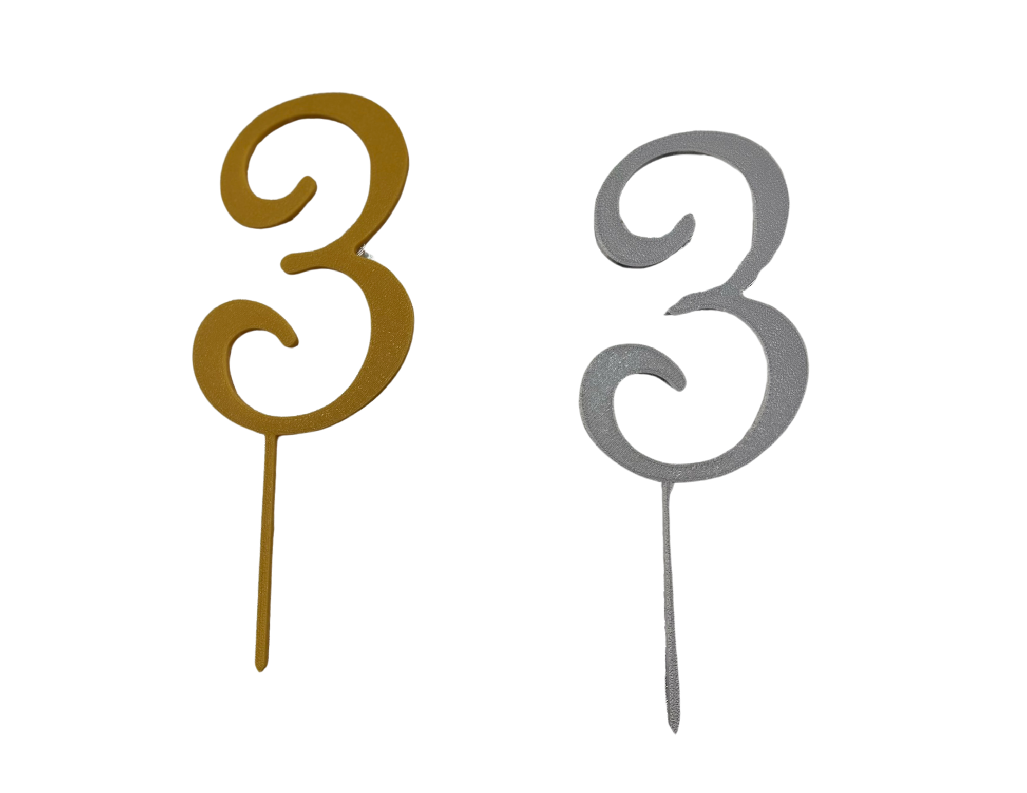 Topper urodzinowy cyfra 3 PLA złoto srebro dekoracja tortu topper 3 latka 30 trzydziestka - CraftJoy