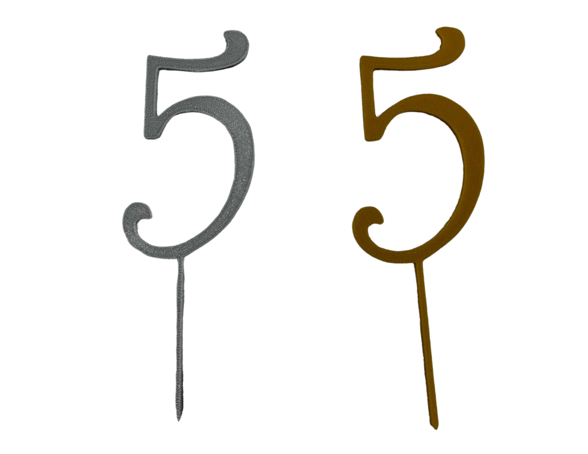 Topper urodzinowy cyfra 5 PLA złoto srebro dekoracja tortu topper urodziny 35 25 15 50 lat  (Kopia) - CraftJoy