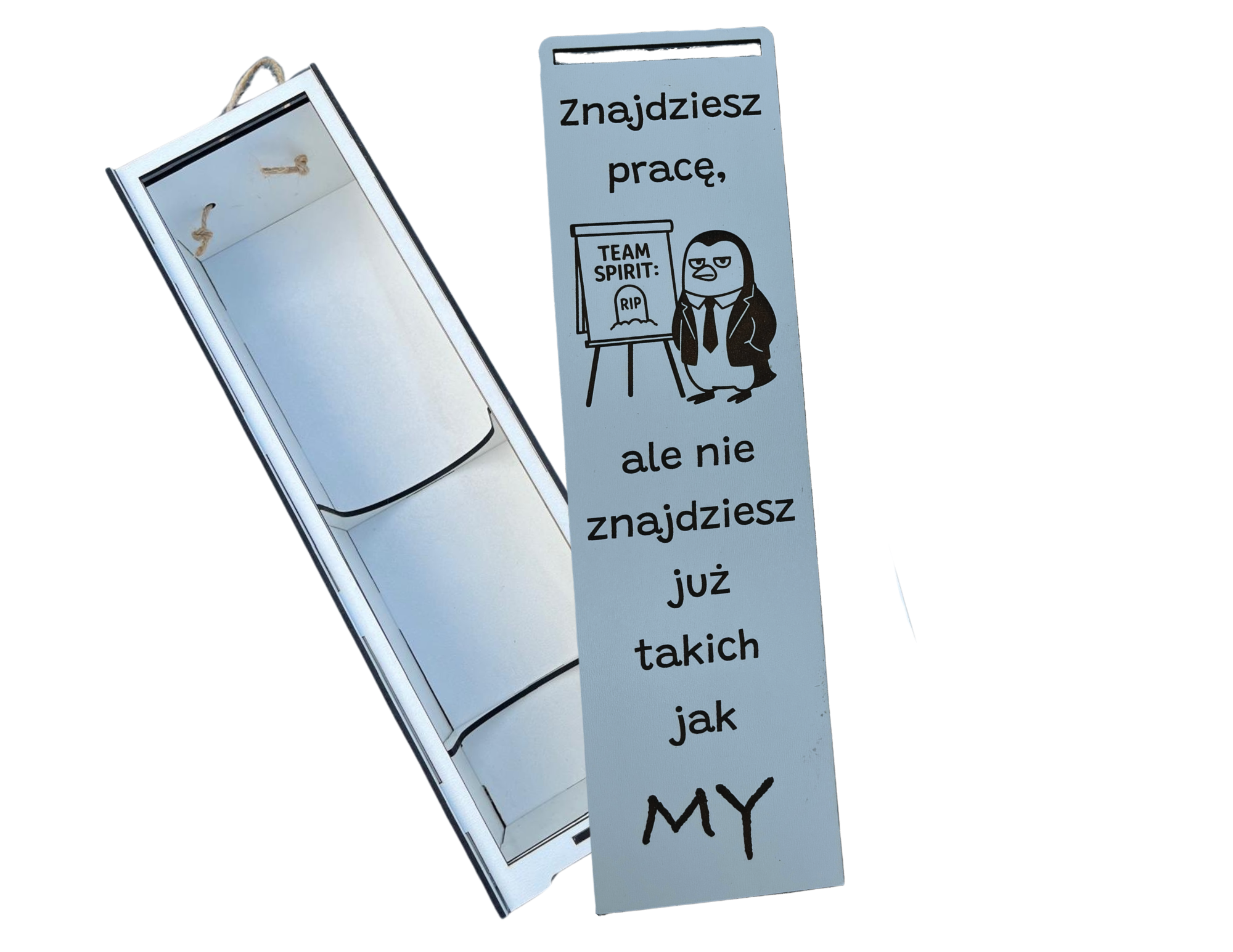 prezent na pożegnanie z pracy | TEAM SPIRIT RIP | unikalny humor biurowy Pudełko na wino z zabawnym napisem - CraftJoy