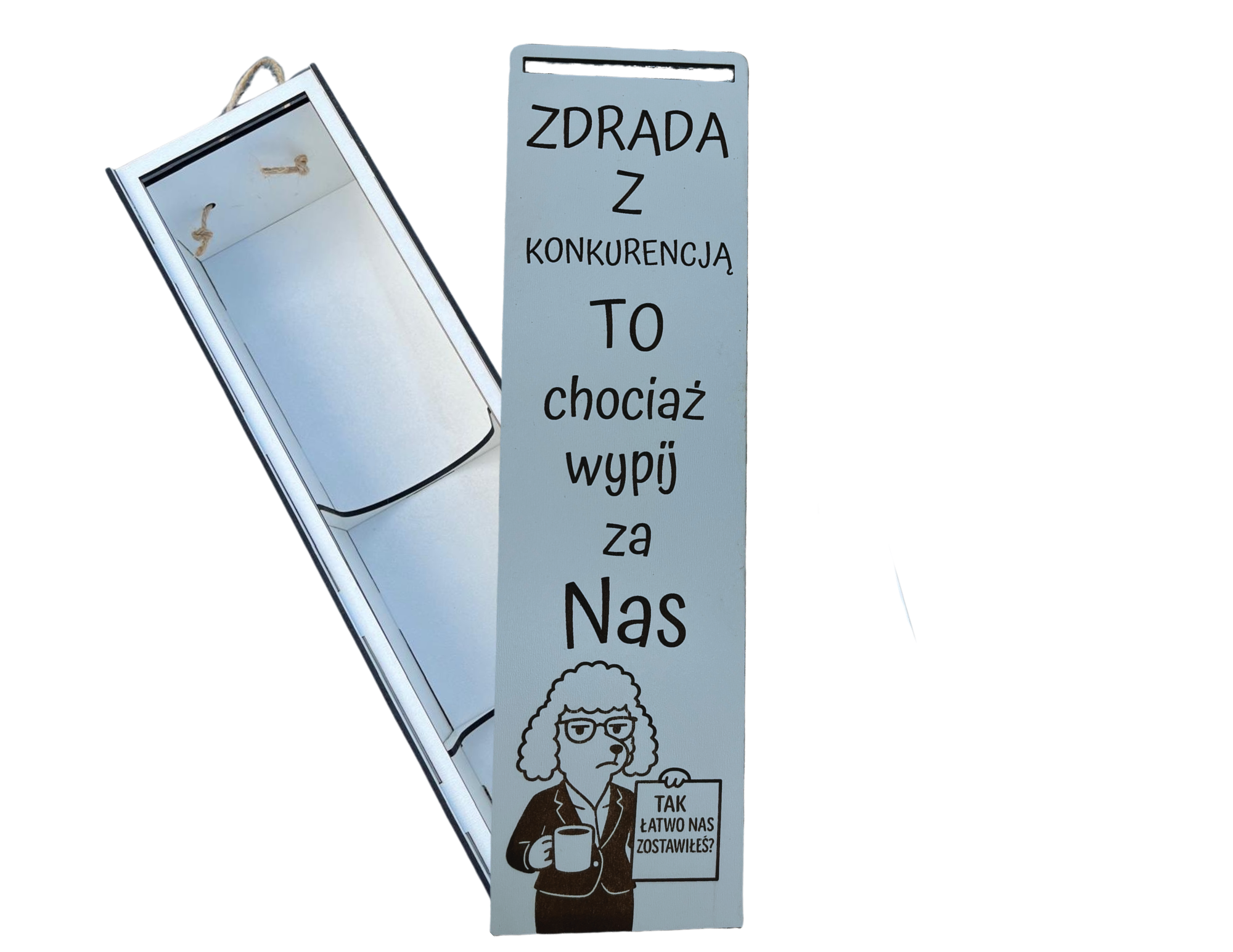 prezent na pożegnanie z pracy | BIUROWA PSINA | unikalny humor biurowy Pudełko na wino z zabawnym napisem - CraftJoy