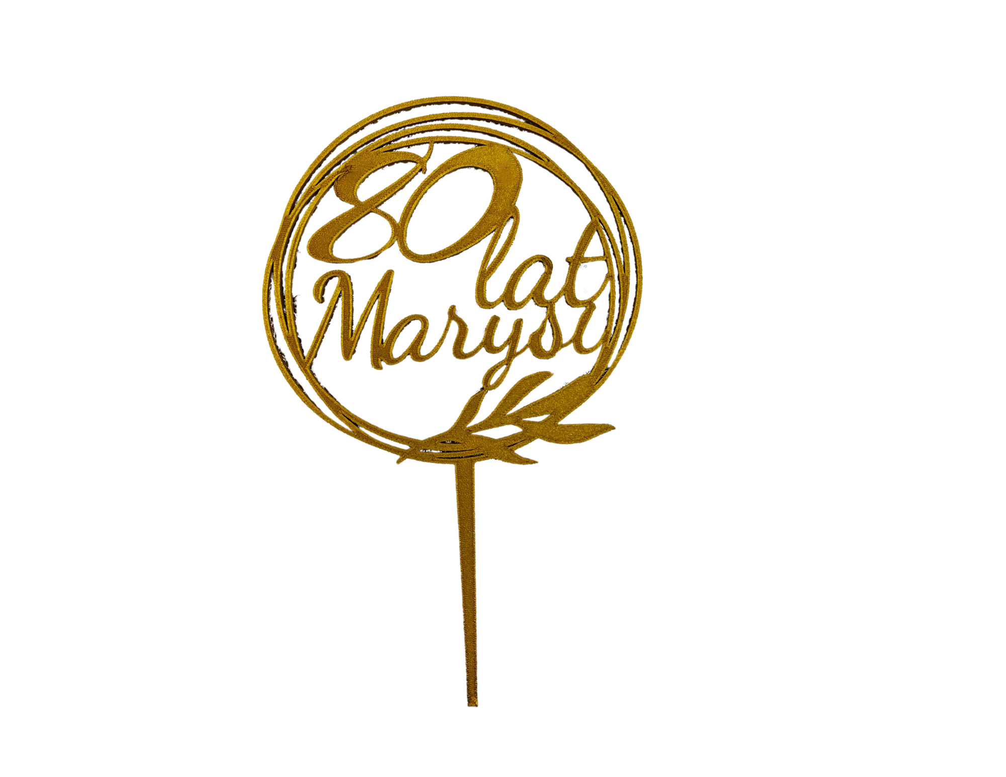 Złoty topper 80 Eko Ekskluzywna ozdoba tortu Imię Personalizowany dekoracja - CraftJoy