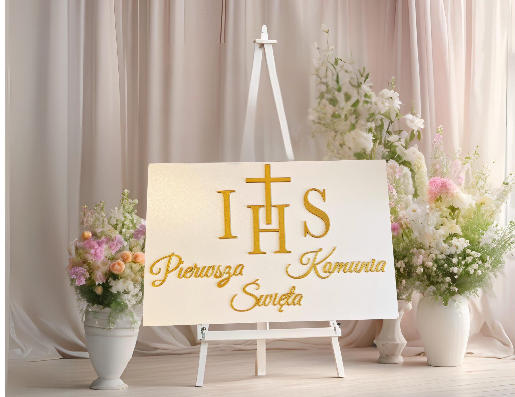 Dekoracyjna tablica Pierwsza Komunia Personalizowana plansza powitalna imię - CraftJoy