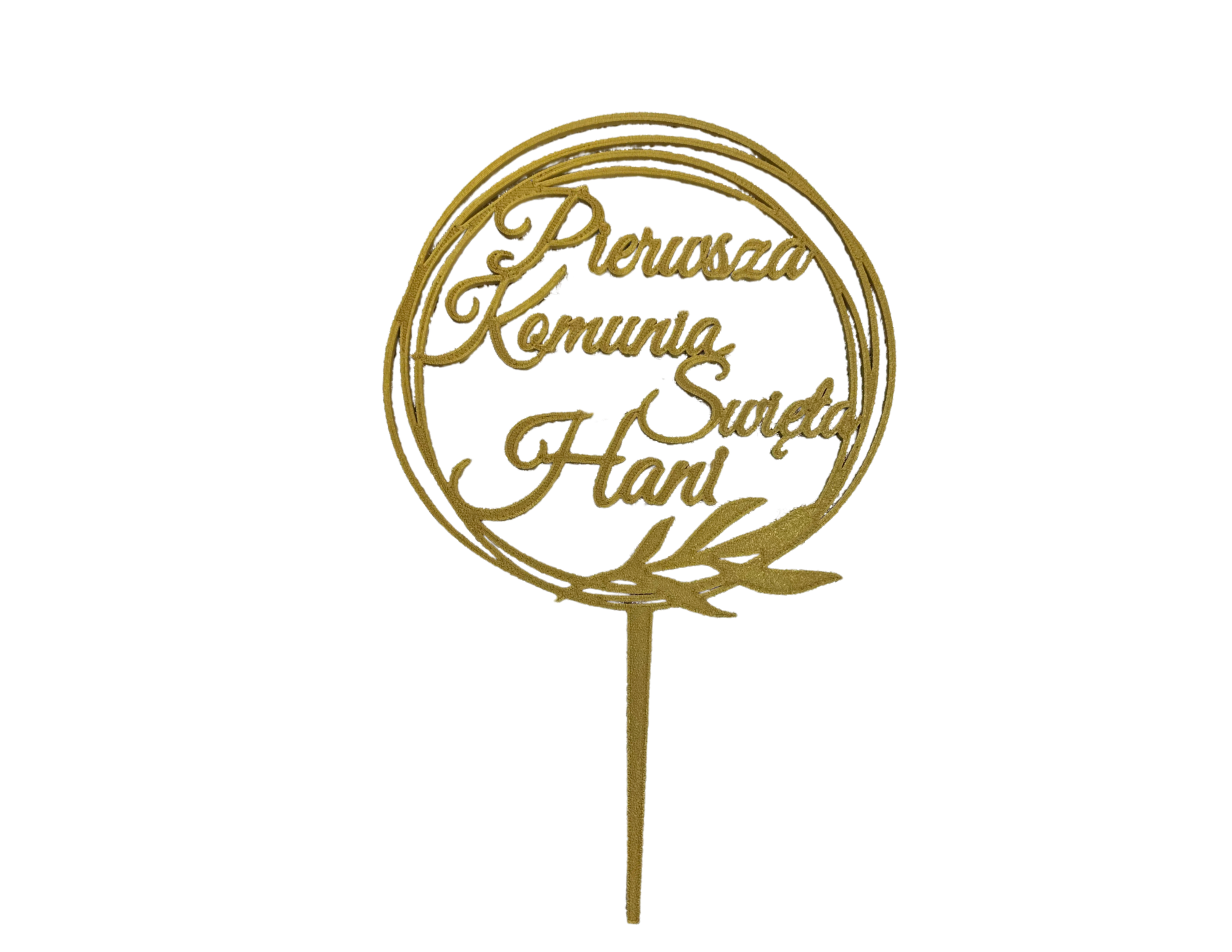 Topper na Pierwszą Komunię Świętą Hani • Dekoracja tortu • Złoty, elegancki 26 cm - CraftJoy