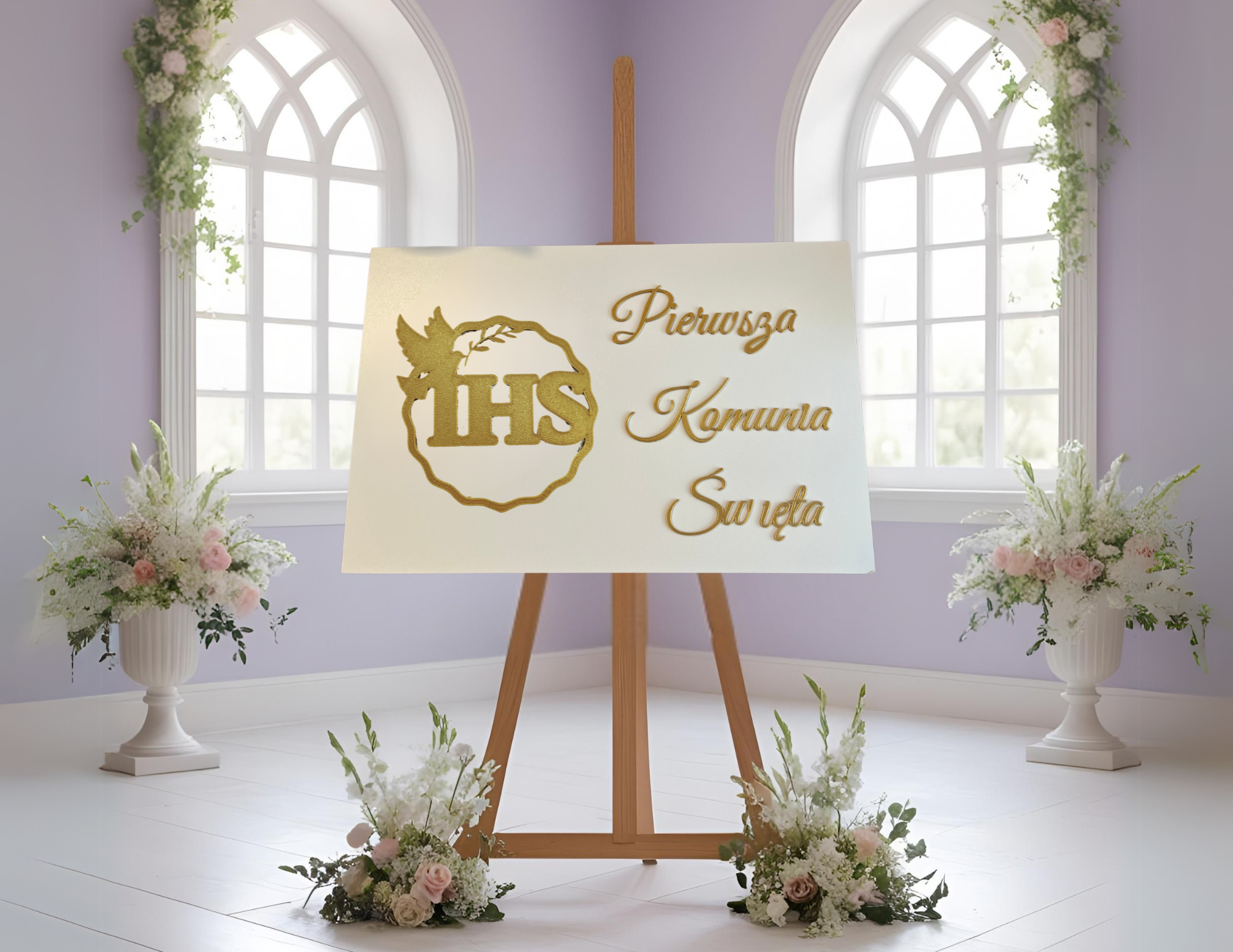 Dekoracyjna tablica Pierwsza Komunia Personalizowana plansza powitalna imię wzór 3 - CraftJoy