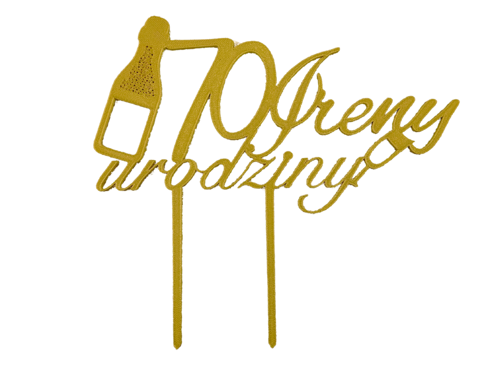 Topper urodziny imię Złoty dekor tortu 🍾 Butelka Urodzinowa ozdoba 22 cm - CraftJoy