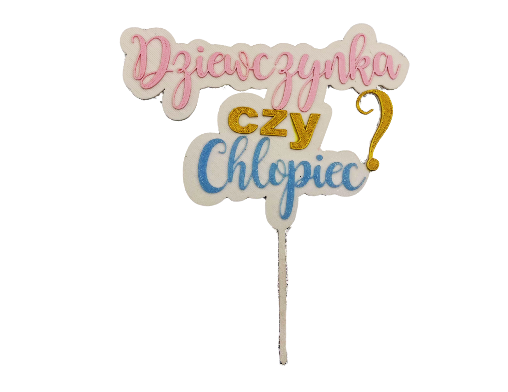 Topper BABY SHOWER na tort Gender Reveal • Dziewczynka czy Chłopiec? • Róż i niebieski 25 cm - CraftJoy