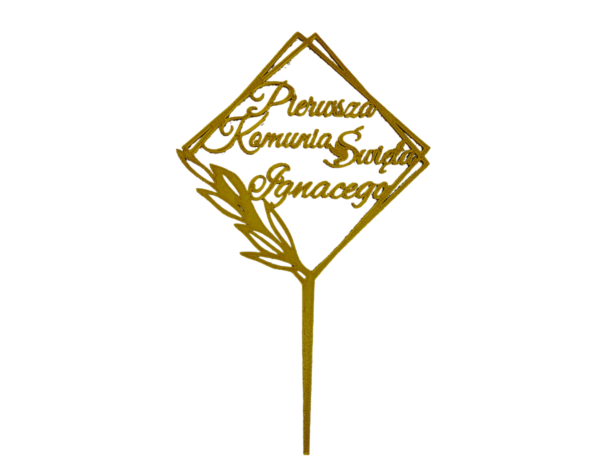 Topper Komunijny 28 cm • Złoty z Imieniem • Elegancka Dekoracja Tortu na Pierwszą Komunię - CraftJoy