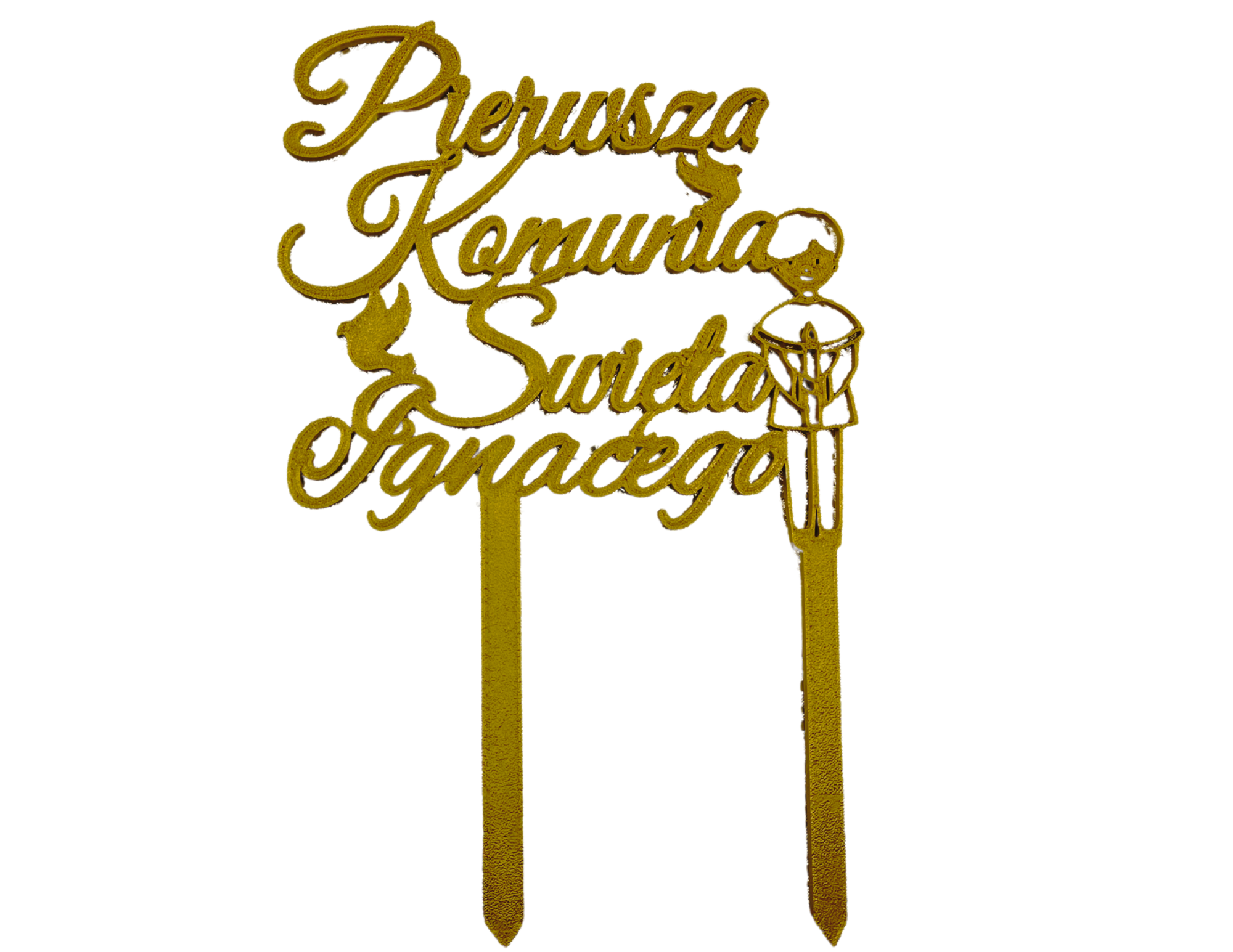 Topper Komunijny 28 cm • Złoty z Imieniem • Elegancka Dekoracja Tortu na Pierwszą Komunię - CraftJoy