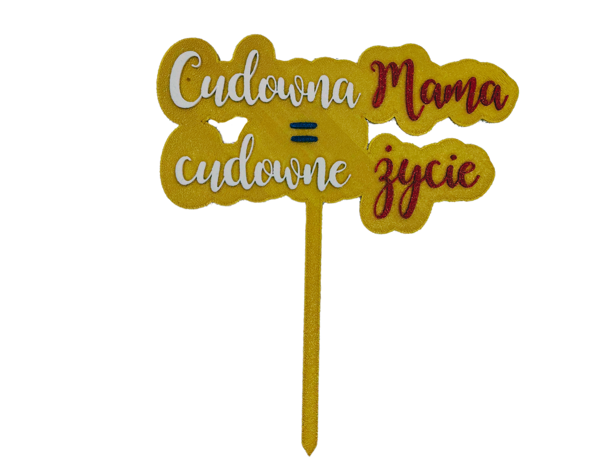 Topper Dzień Matki • Cudowna Mama = cudowne życie • złoty 3D - CraftJoy