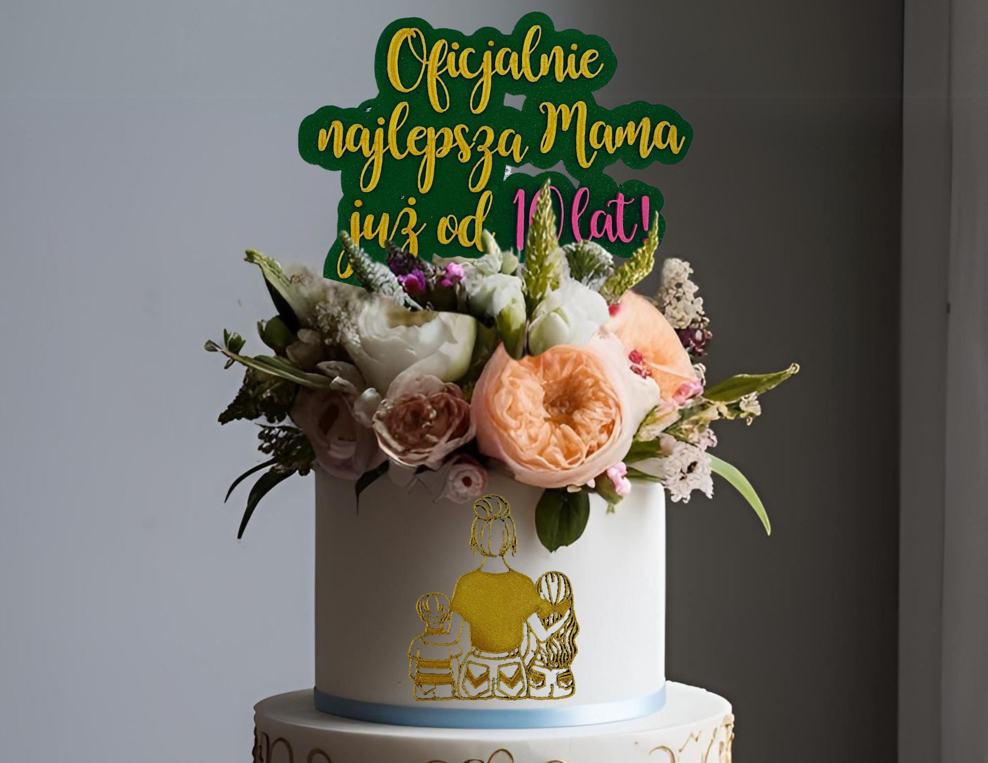 Topper Mama Dzień Matki boczny Dekoracja tortu Mama z dziećmi - zdjęcie 3