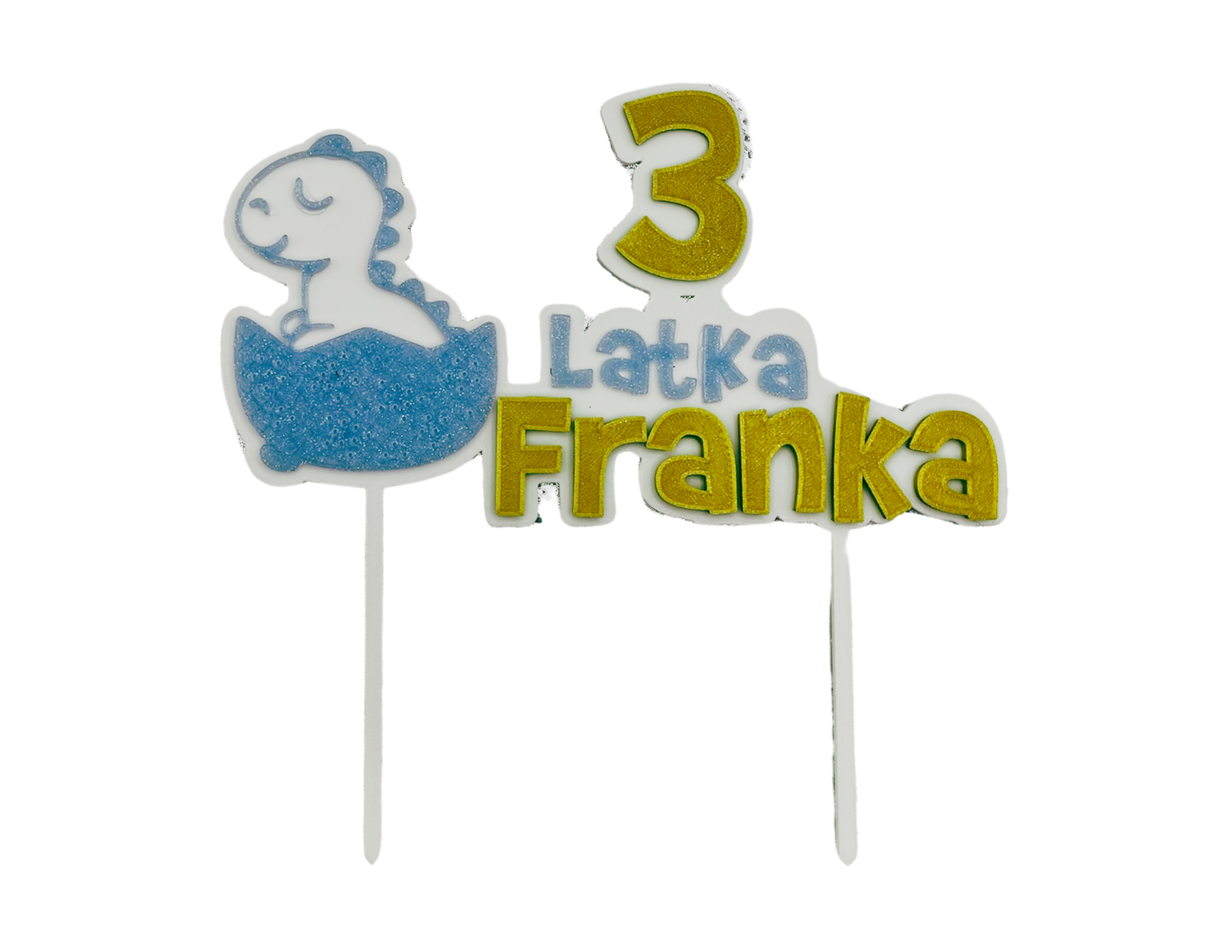 Topper na tort 🎂 DINO 3 latka – personalizowany, imię cyfra kolor, efekt WOW! ✨  - CraftJoy