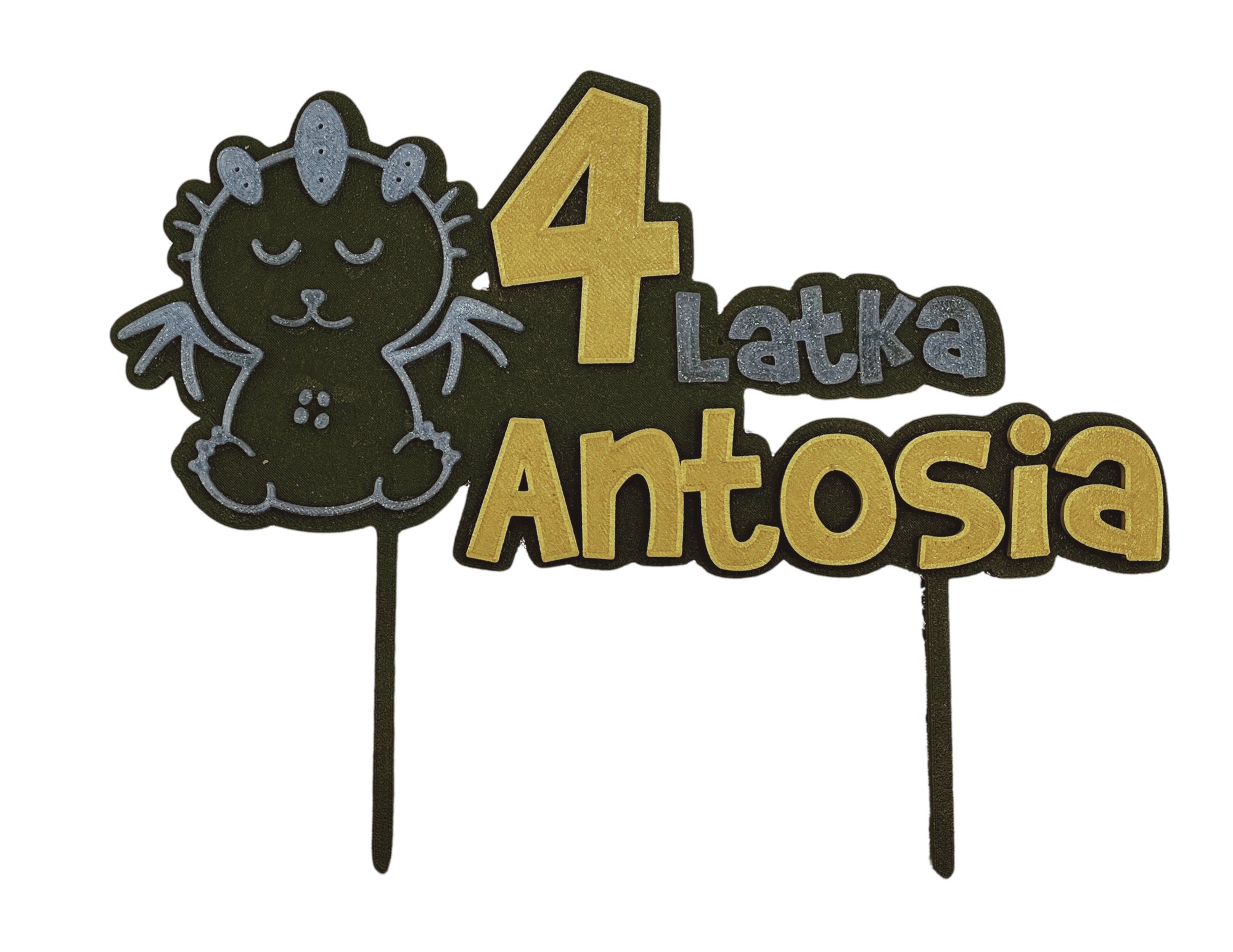 Topper na tort 🎂 SMOK URODZINY – personalizowany imię, cyfra i kolor, efekt WOW! ✨  3D - CraftJoy