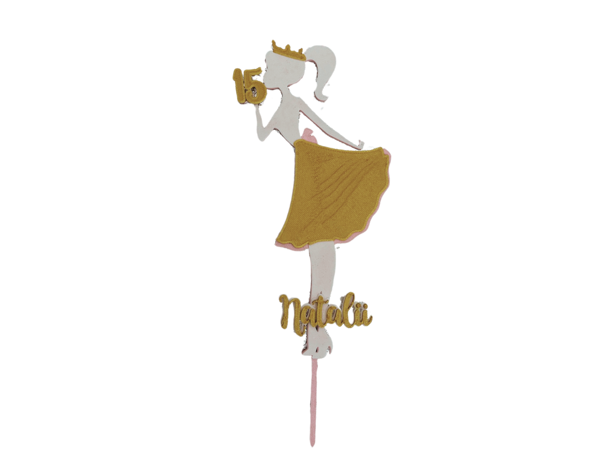 Topper na tort 🎂 urodziny dla księżniczki z koroną PERSONALIOWANY wybierz imię kolor lub liczbę - CraftJoy