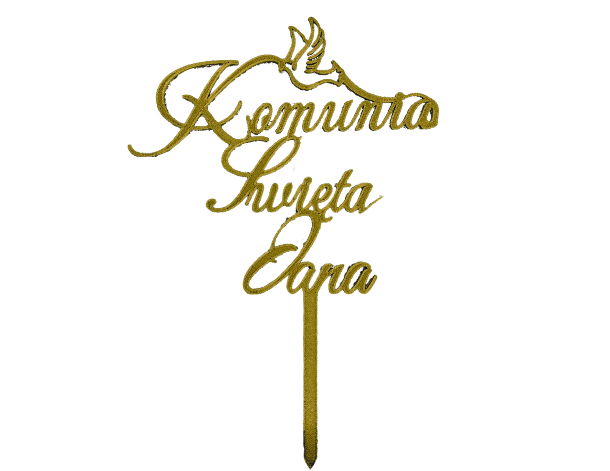 Topper Komunijny 25 cm • Złoty z Imieniem • Elegancka Dekoracja Tortu na Pierwszą Komunię - CraftJoy