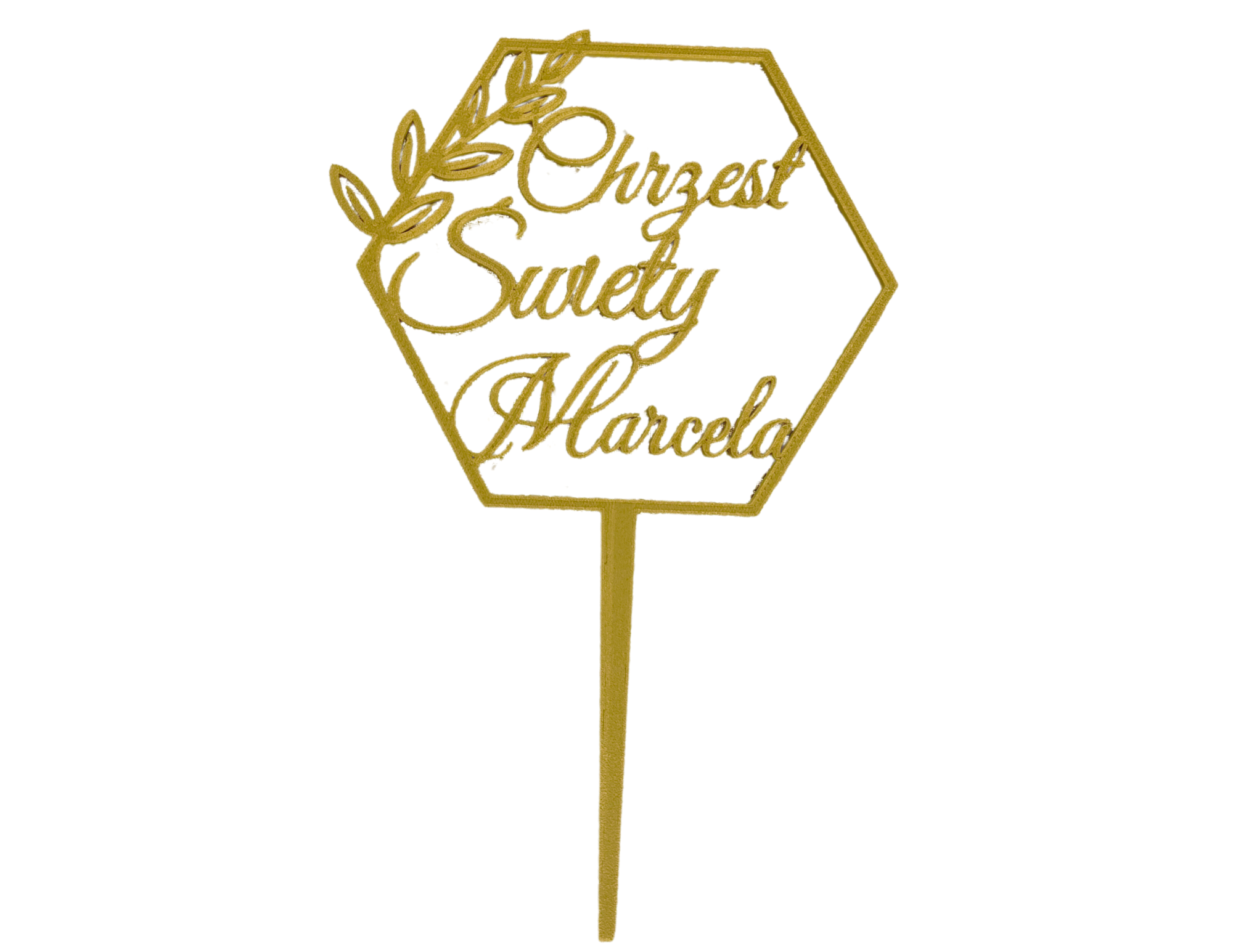 Topper na Chrzest Święty • Złoty z Imieniem • Elegancka Dekoracja Tortu w tym uroczystym dniu - CraftJoy