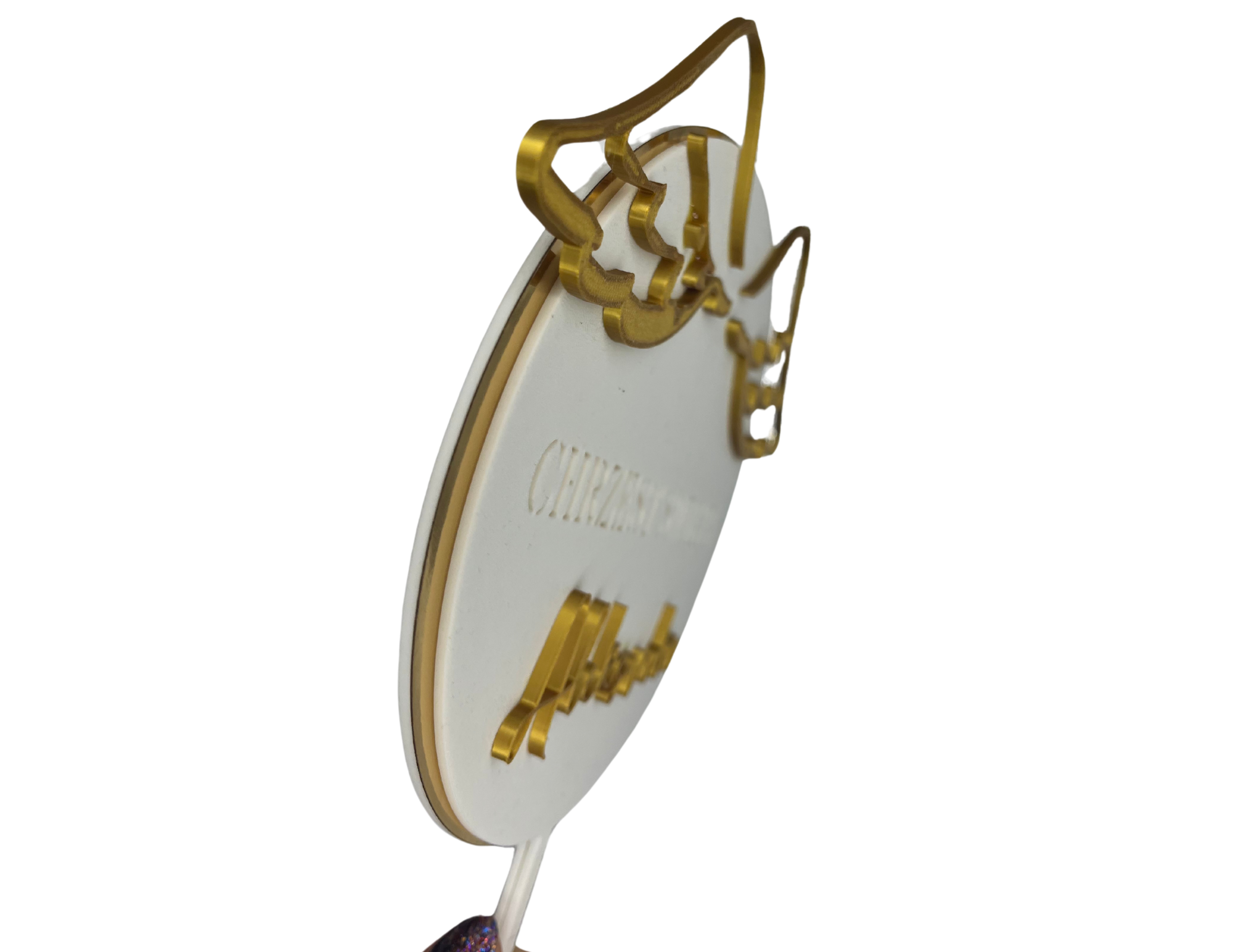 Topper na Chrzest Święty • Złoty z Imieniem • Elegancka Dekoracja Tortu w tym uroczystym dniu - zdjęcie 3