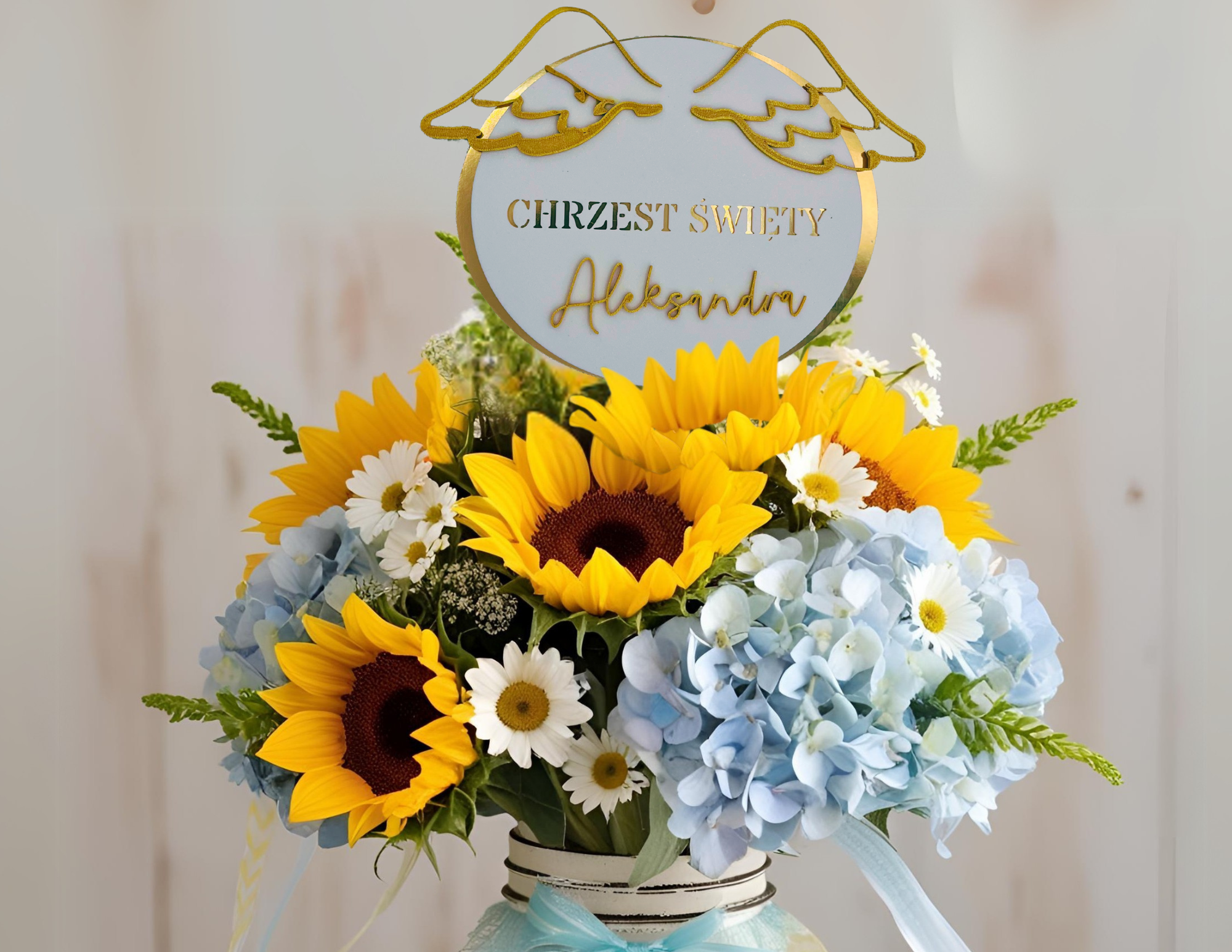 Topper na Chrzest Święty • Złoty z Imieniem • Elegancka Dekoracja Tortu w tym uroczystym dniu - zdjęcie 6