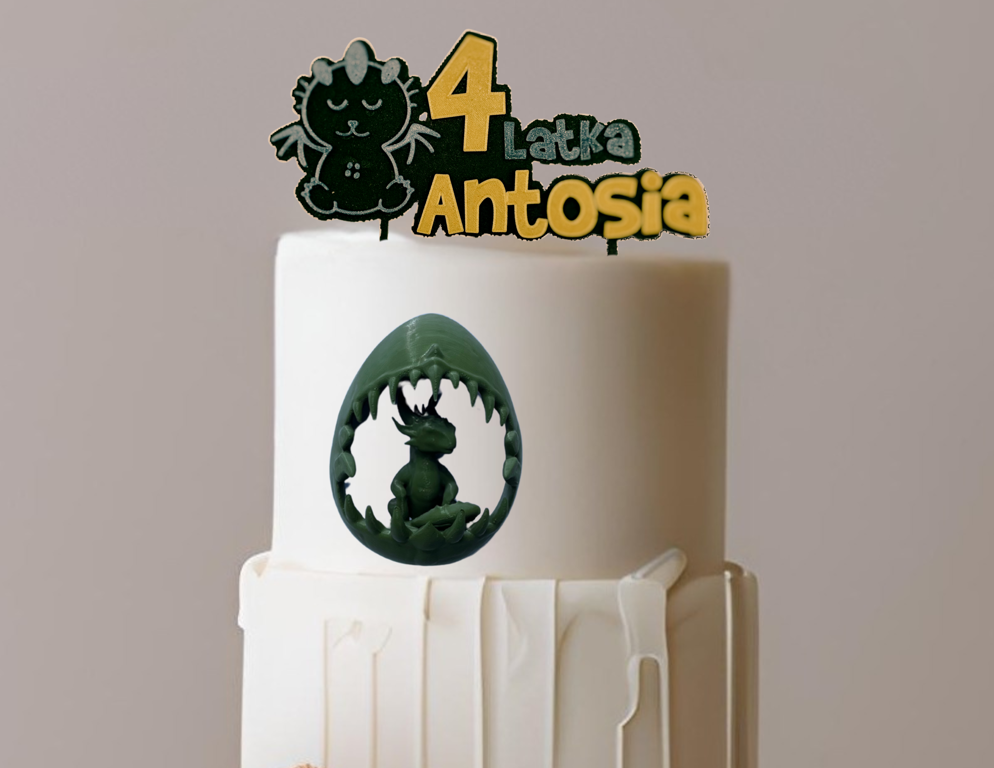 Topper boczny urodziny2 3 5 10 18 20 gamerka Dekoracja tortu smok w jaju - zdjęcie 3