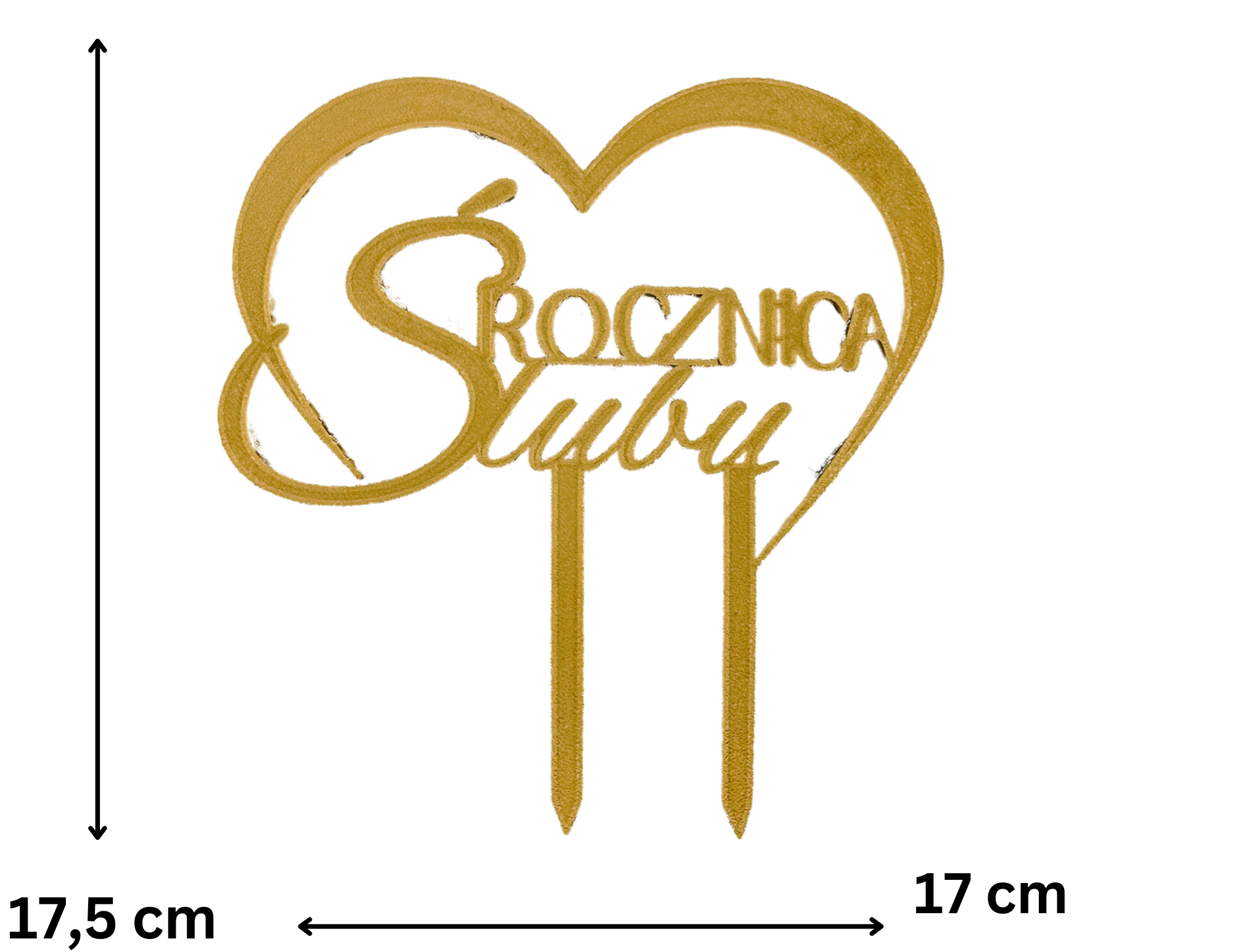 Topper złoty dekor rocznica Ślubu ✨  Dekoracja na tort Wyjątkowa rocznica serce - zdjęcie 3