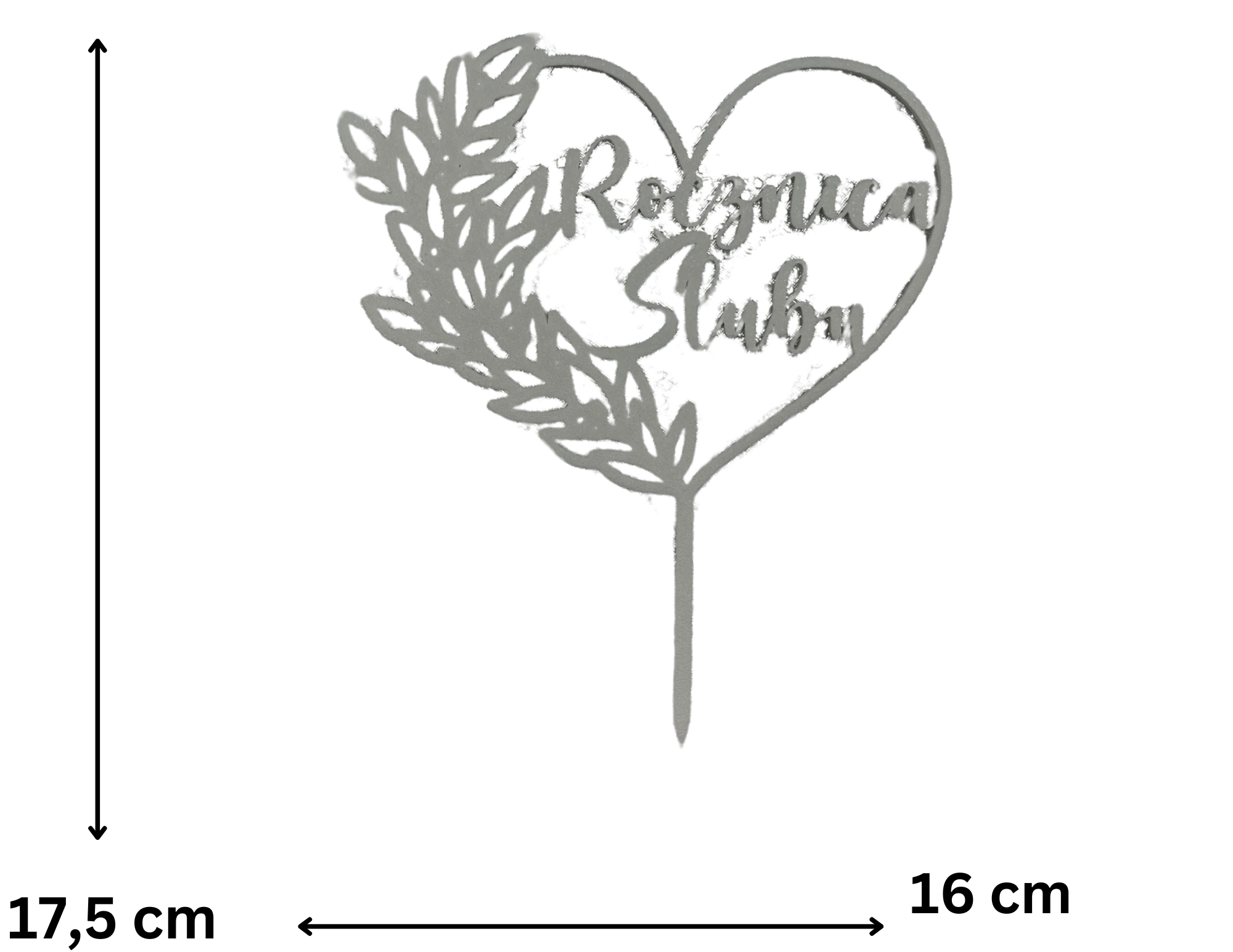 Topper szary dekor rocznica Ślubu ✨  Dekoracja na tort Wyjątkowa rocznica serce - zdjęcie 2