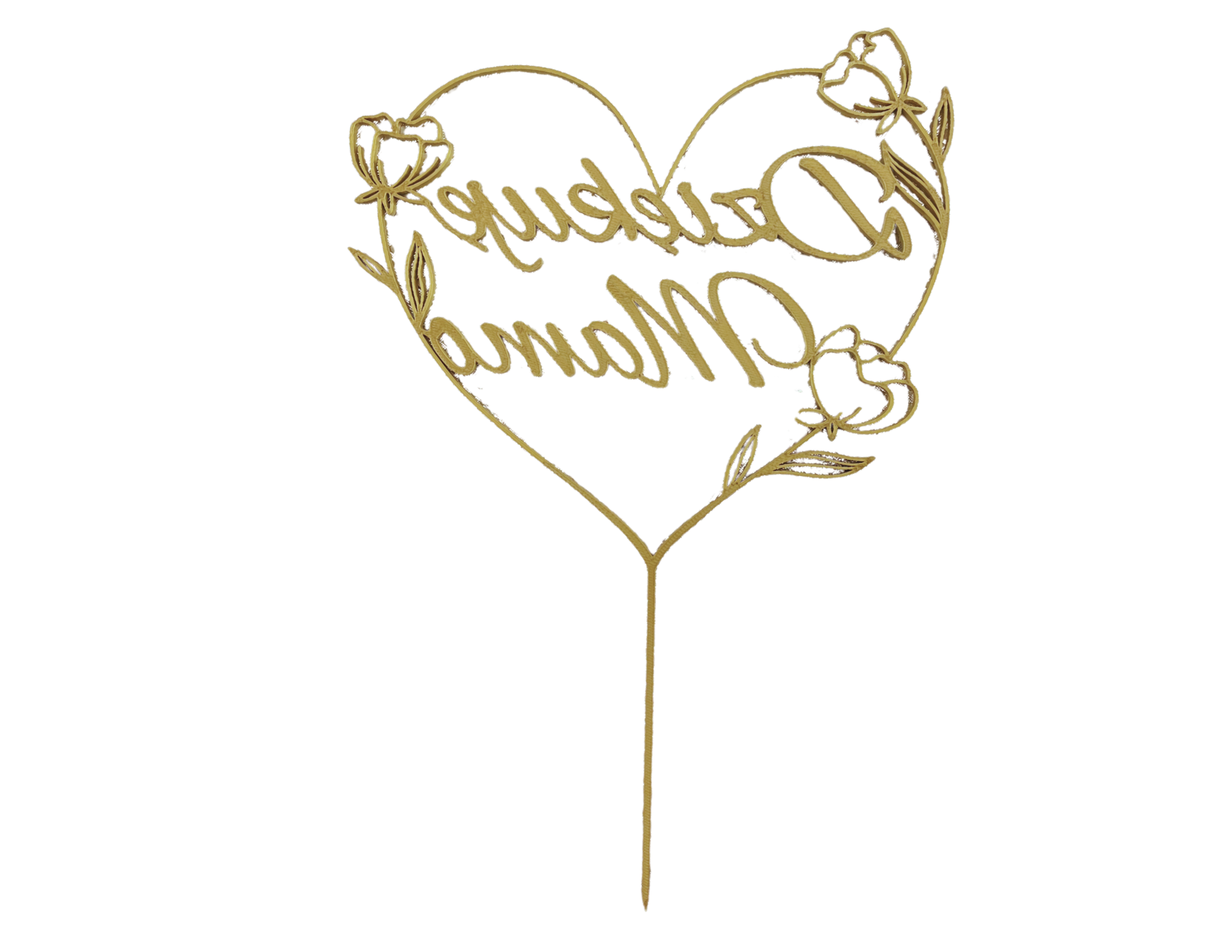 Topper Dzień Matki • Napis Dziękuję Mamo • Złote Serce z Kwiatem • Dekoracja na Tort - zdjęcie 3