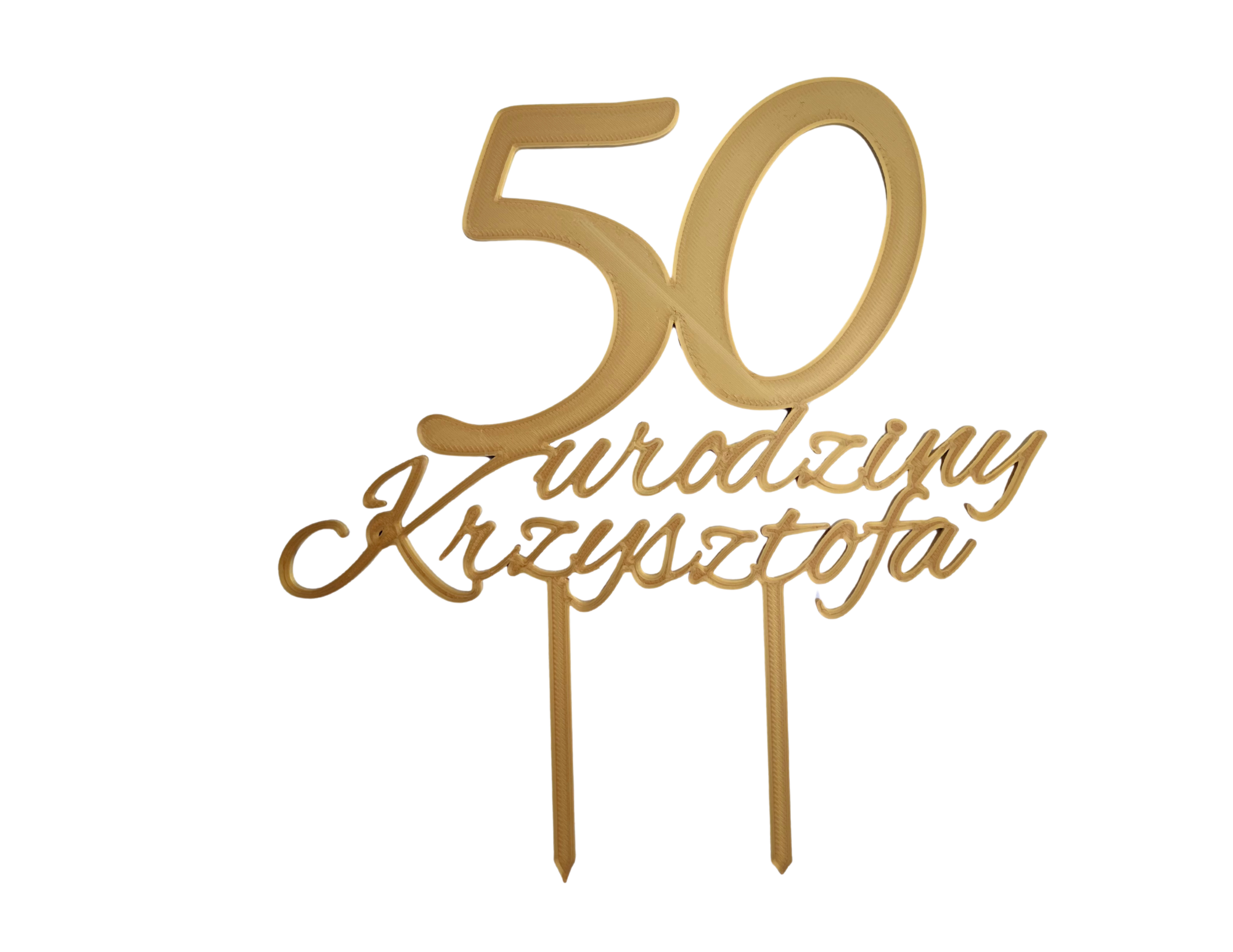 🎂 Dekoracja tortu 50 rocznica ślubu• Topper złoty • 24x25 cm - CraftJoy