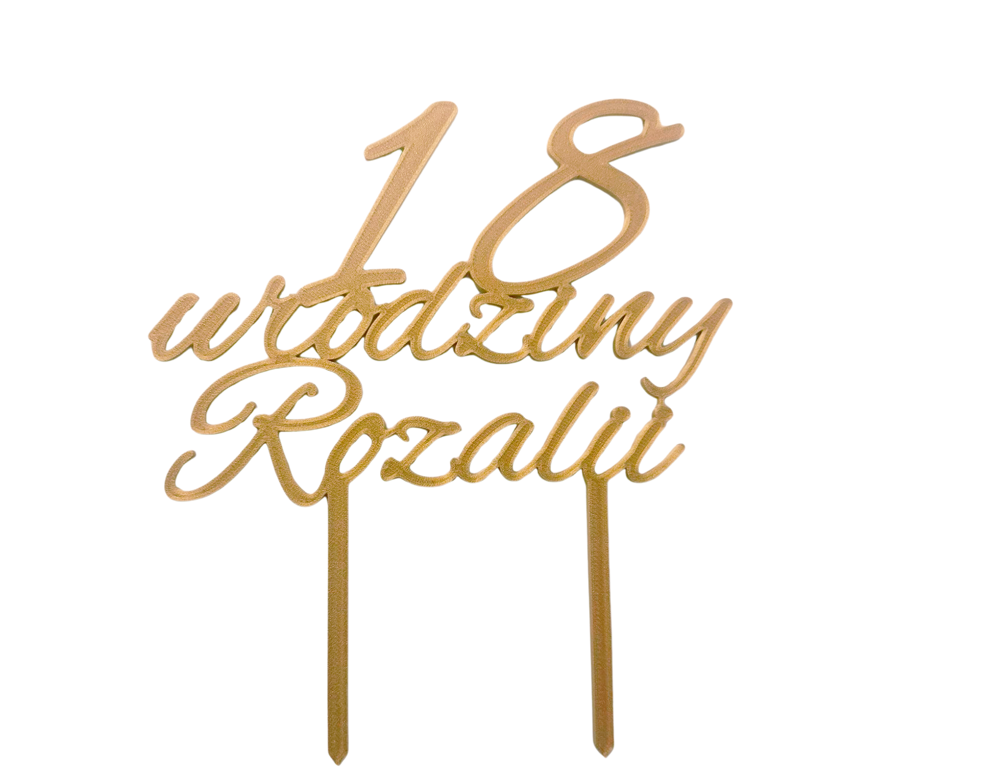 🎂 Dekoracja tortu 18 Urodziny - personalizowane imię  • Topper złoty • 24x18 cm - CraftJoy