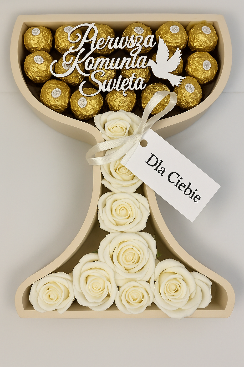 Box kielich 3D pudełko na słodycze prezent religijny Komunia Chrzest gift - zdjęcie 1