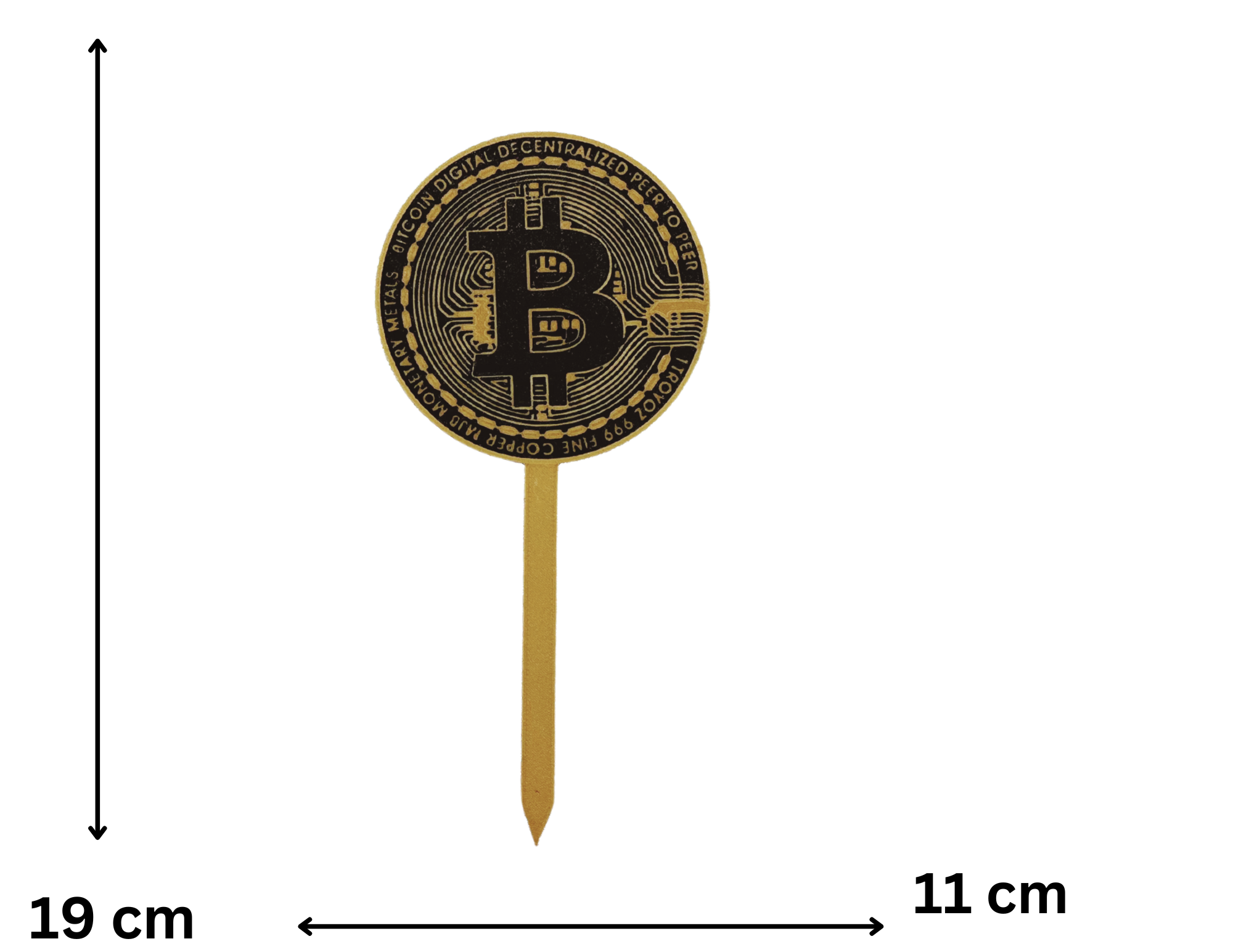 Topper na tort 🎂 Topper urodzinowy Bitcoin złota moneta dekoracja urodzinowa na tort PERSONALIZOWANY - zdjęcie 1
