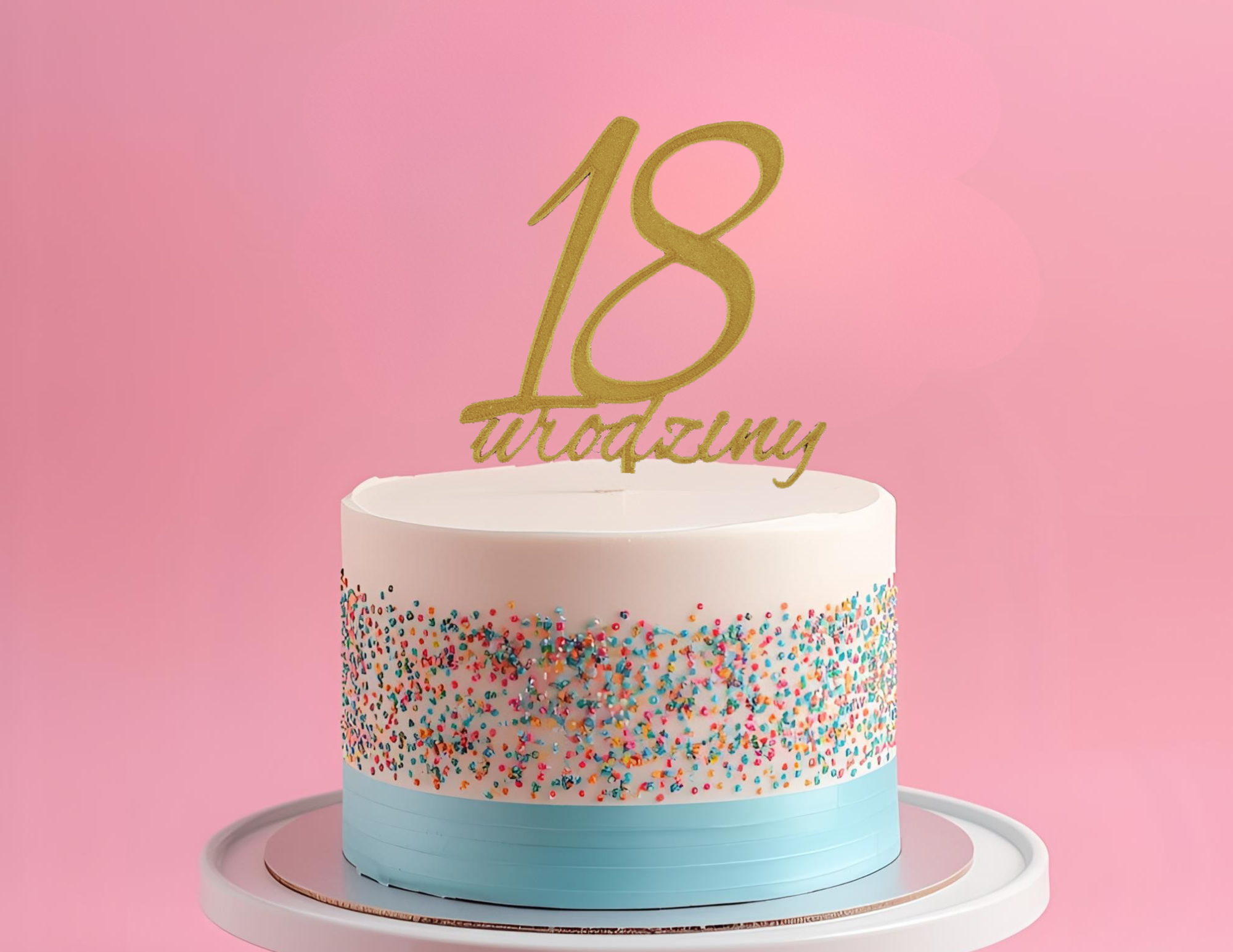Topper urodziny liczba 18 lat PLA złoto srebro dekoracja urodziny 8-nastka - zdjęcie 4