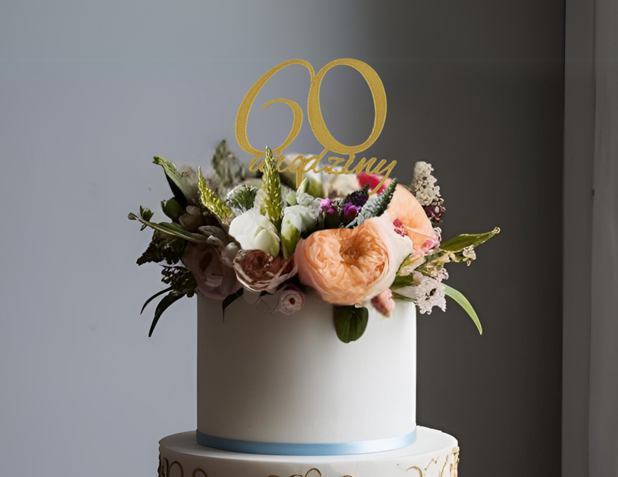 Topper urodziny liczba złoto srebro dekoracja urodziny 60 urodziny - zdjęcie 5