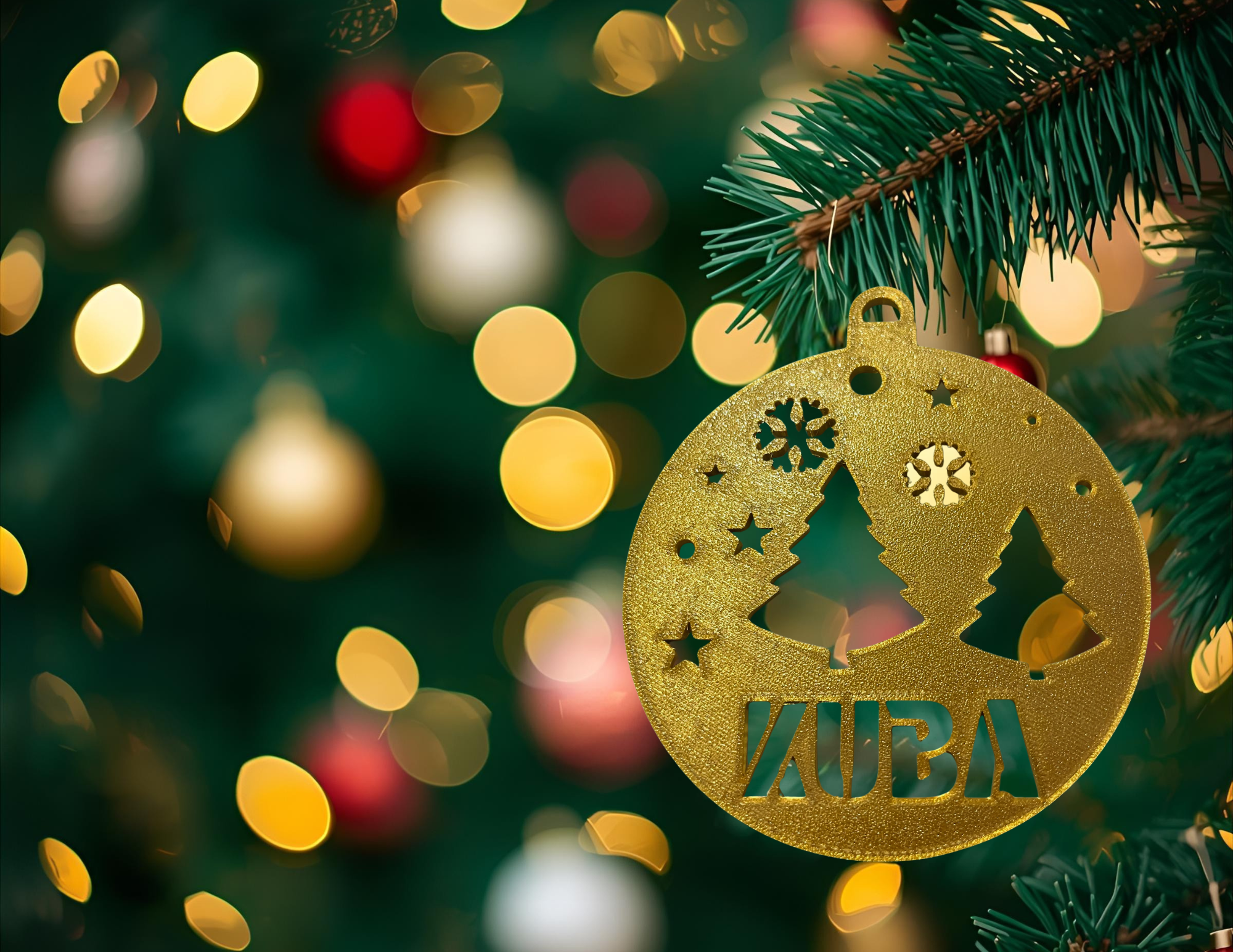 Bombka Złota personalizowana z imieniem 12 cm ozdoba świąteczna na choinkę - CraftJoy