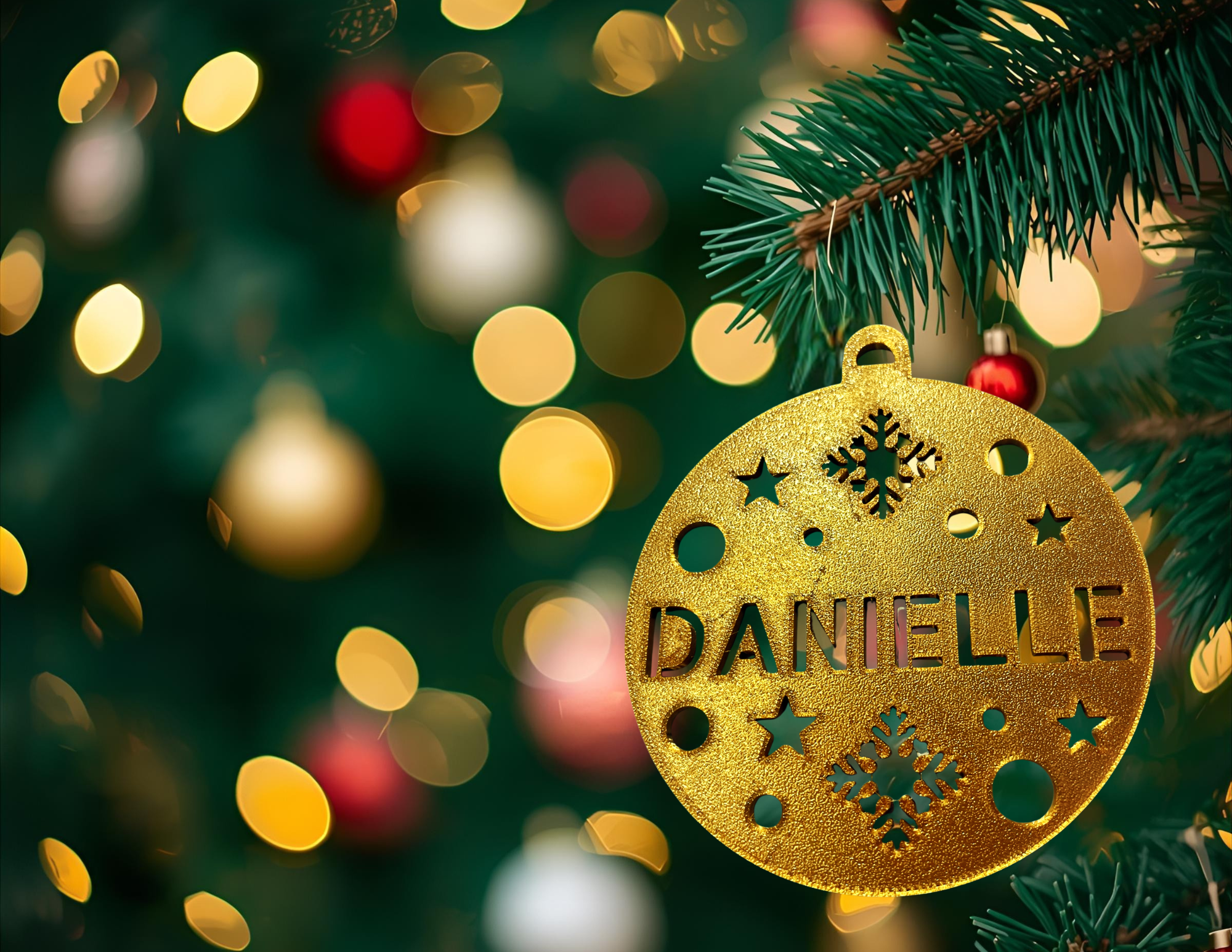 Bombka Złota personalizowana z imieniem 12 cm ozdoba świąteczna na choinkę  - CraftJoy