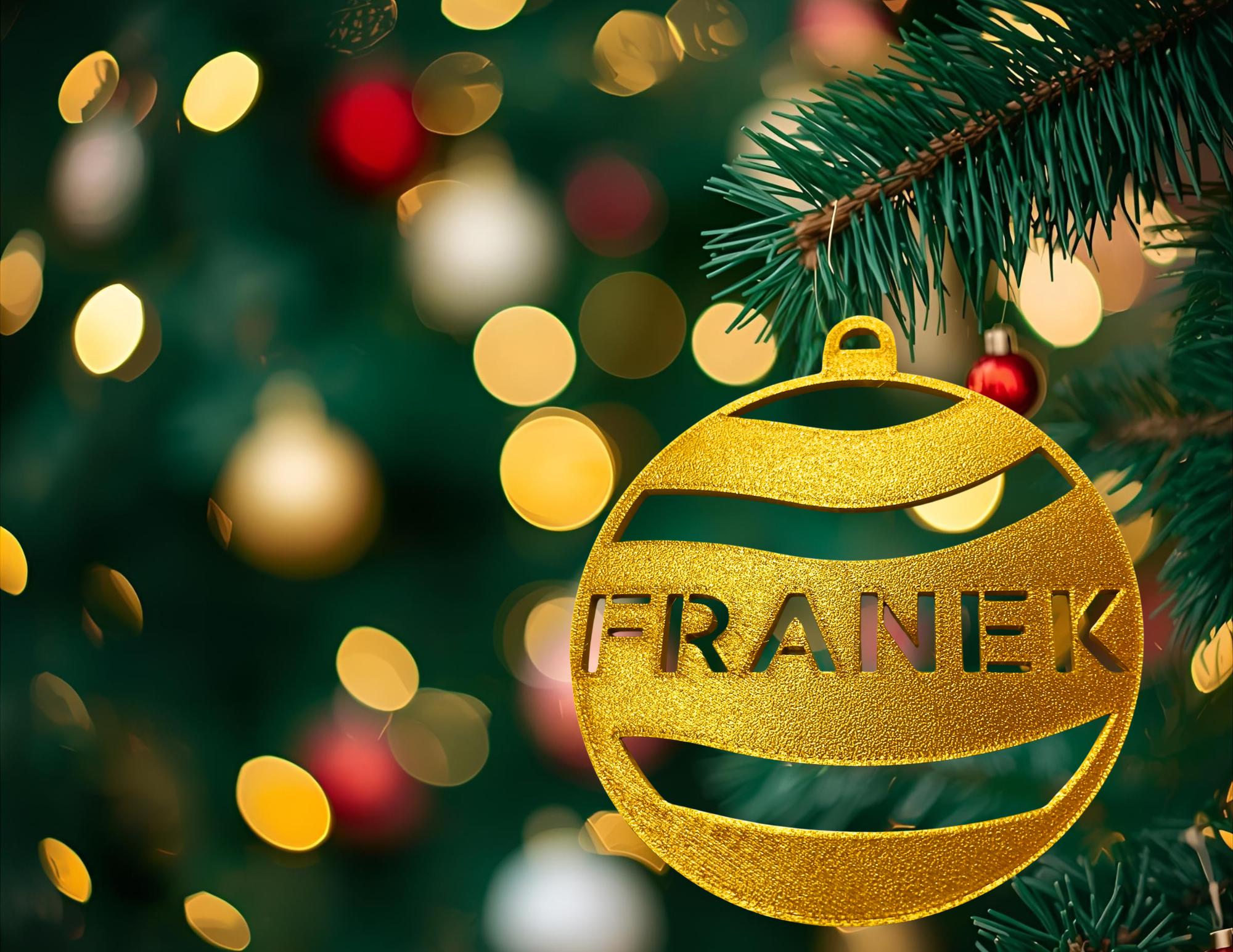 Bombka Złota personalizowana z imieniem 12 cm ozdoba świąteczna na choinkę  - CraftJoy