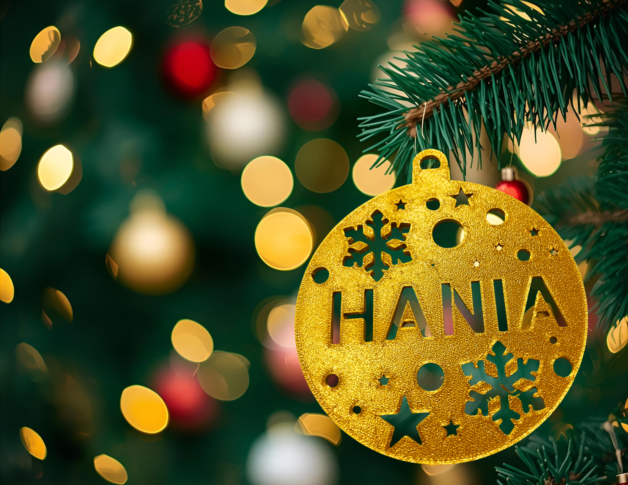 Bombka Złota personalizowana z imieniem 12 cm ozdoba świąteczna na choinkę   - CraftJoy