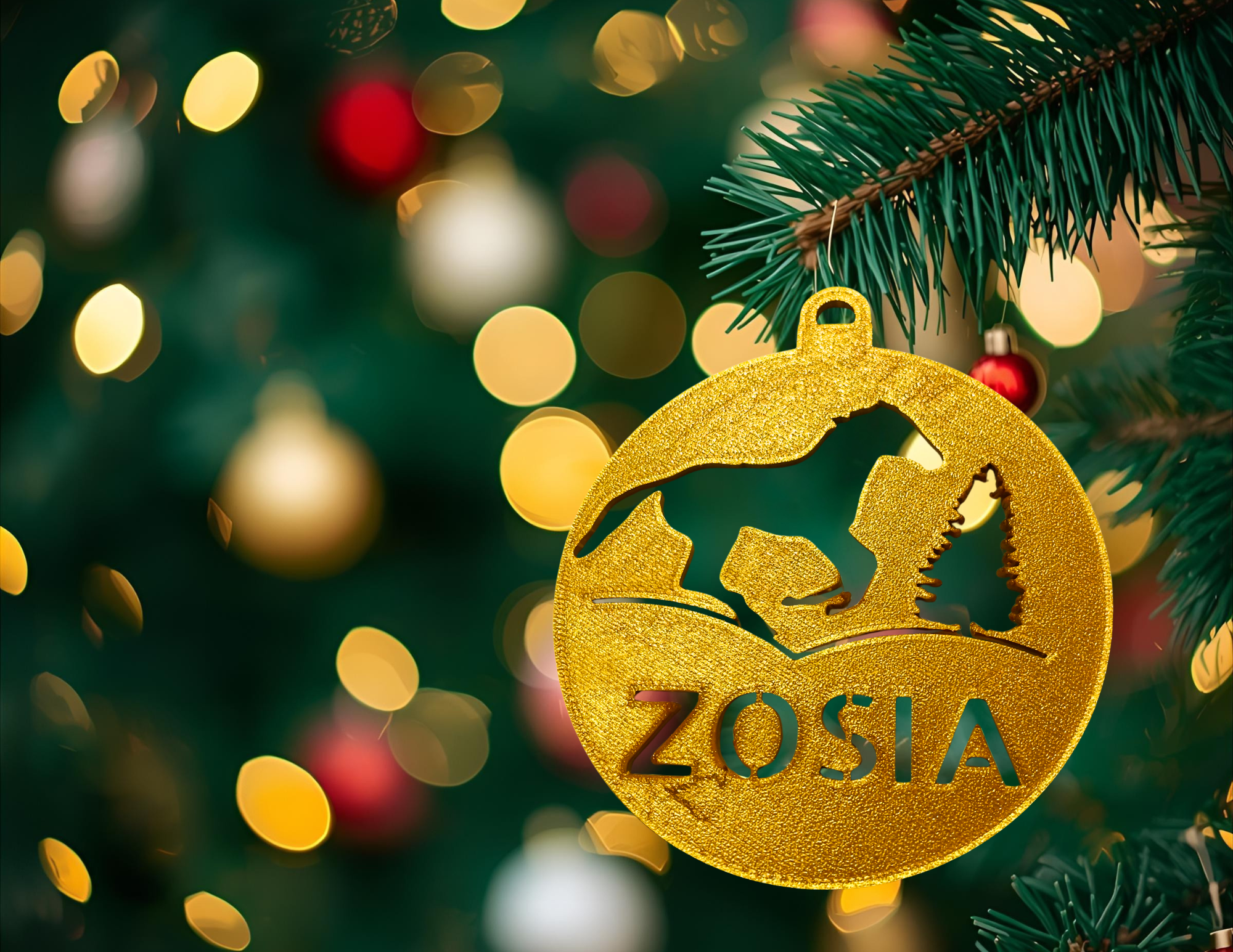 Bombka Złota personalizowana z imieniem 12 cm ozdoba świąteczna na choinkę  - CraftJoy