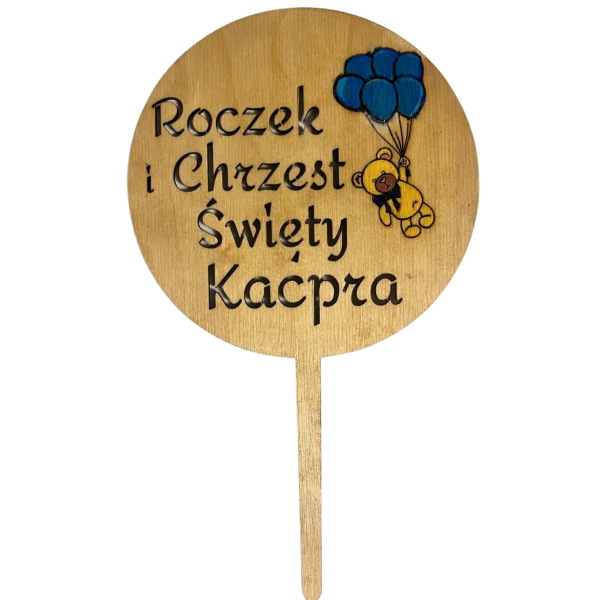 topper chrzest i roczek chłopiec miś balony