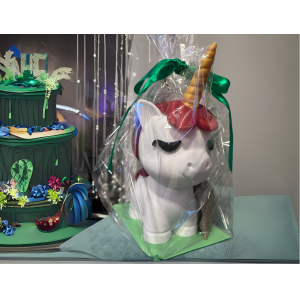 Dolarsowy brokatowo czerwony jednorożec skarbonka otwierany - zdjęcie 13