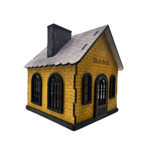 Skarbonka domek drewniany BANK piggy bank zdobiony  - zdjęcie 1