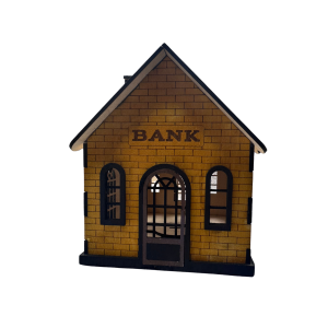 Skarbonka domek drewniany BANK piggy bank zdobiony  - zdjęcie 2