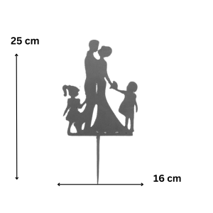 Topper ślubny z dziećmi rocznica ślubu para ślub czarny - zdjęcie 2