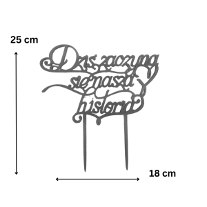 Topper ślubny „Dziś zaczyna się nasza historia” rocznica ślubu para ślub czarny - zdjęcie 2