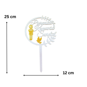 Topper biało - złoty chłopiec gałązka  - zdjęcie 3