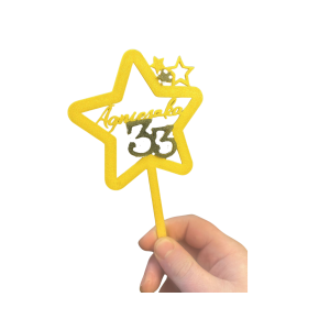 Dekoracja na tort 33 urodziny topper gwiazda z dowolnym napisem kobieta 18  - zdjęcie 1