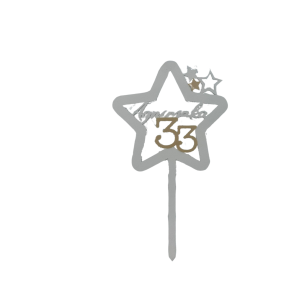 Dekoracja na tort 33 urodziny topper gwiazda z dowolnym napisem kobieta 18  - zdjęcie 3