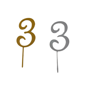 Topper urodzinowy cyfra 3 PLA złoto srebro dekoracja tortu topper 3 latka 30 trzydziestka - zdjęcie 1