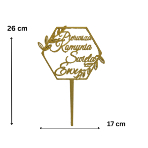 Topper na Pierwszą Komunię Świętą geometryczny Imię • Dekoracja tortu • Złoty, elegancki 26 cm  - zdjęcie 1